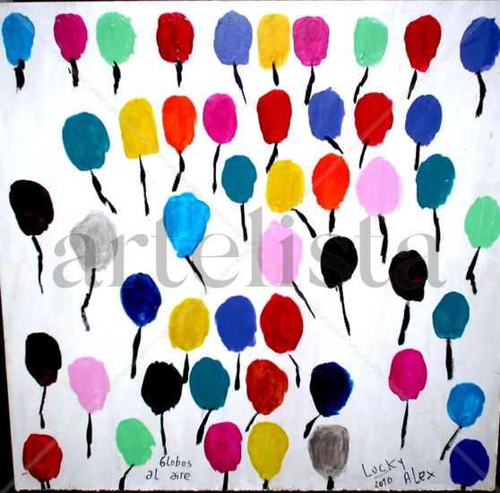 Globos al aire Acrylic Panel Figure Painting