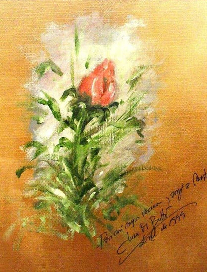 capullo rosa Oil Canvas Floral Painting