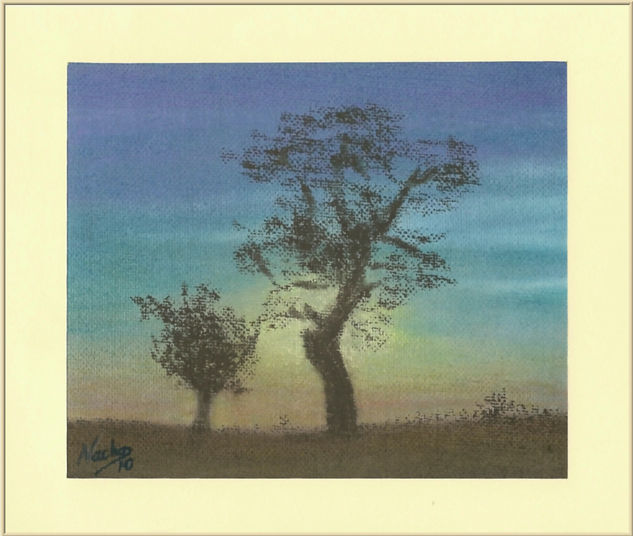 Arbol a contraluz (Pastel) Pastel Canvas Landscaping