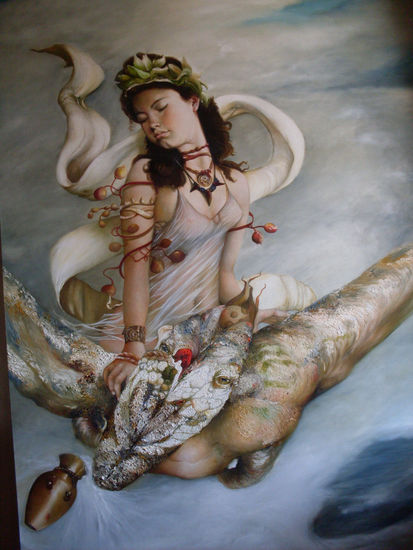 La Musa de las Nubes Oil Canvas Figure Painting