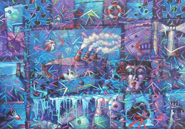 Triunic, Caribbean Blue Mixed media Textile Others