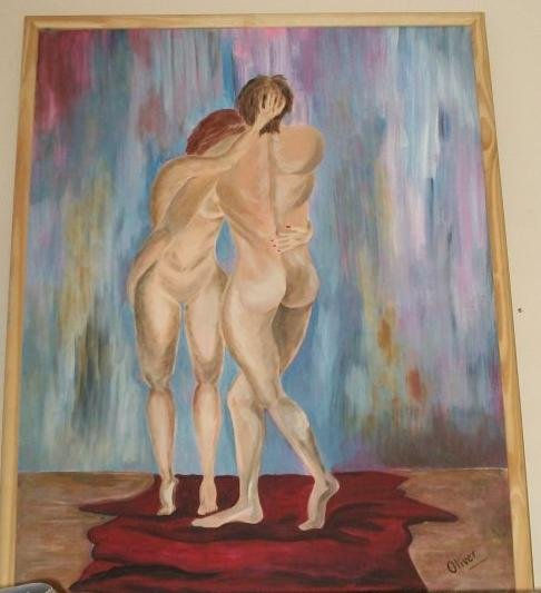 Amantes Acrylic Card Nude Paintings