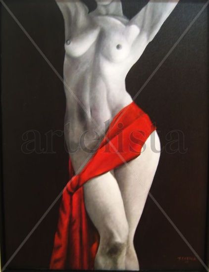 FOULAR ROJO Óleo Lienzo Desnudos