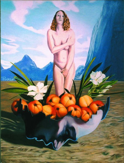 VENUS CON RECIPIENTE DE MELOCOTONES Y NARCISOS Óleo Lienzo Paisaje