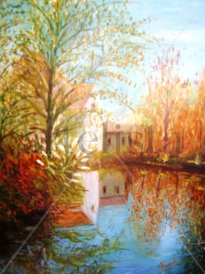 REFLEJOS EN EL JARDIN. Oil Canvas Landscaping