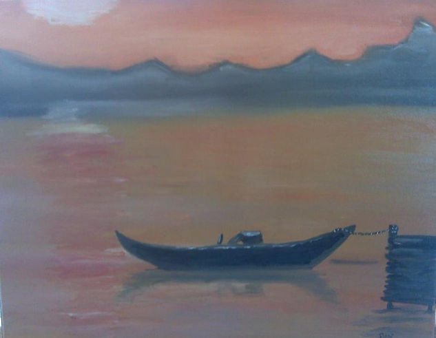 el amarre Oil Canvas Marine Painting