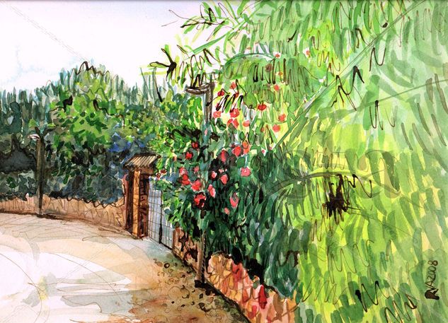 Alcover. Camí cap a l'Ermita del Remei-. Watercolour Paper Landscaping