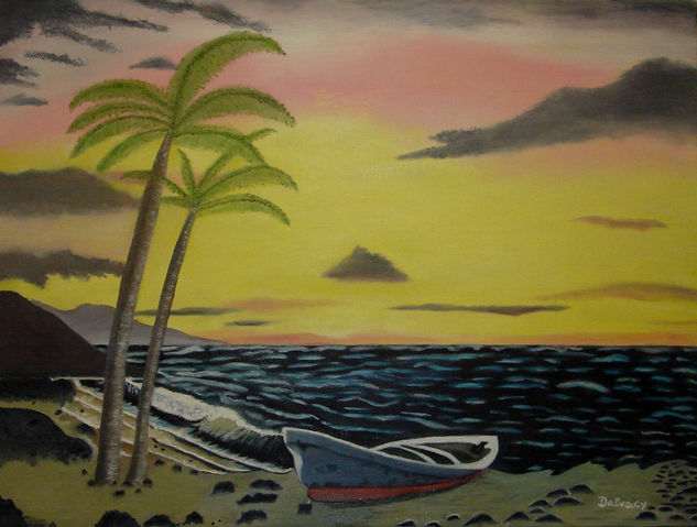 ENTARDECER TROPICAL Óleo Lienzo Marina