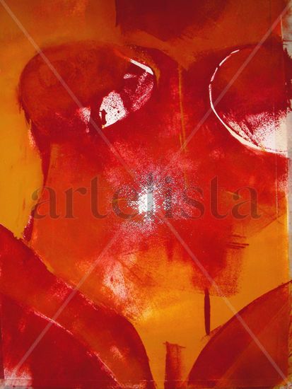 mujer major rojo Industrial Paper Figure Painting