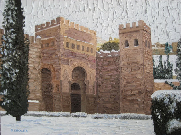 Puerta de Alfonso VI nevada Oil Canvas Landscaping