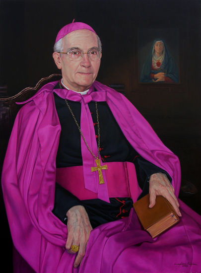 Mons. Julio Terán Dutari Oil Canvas Portrait