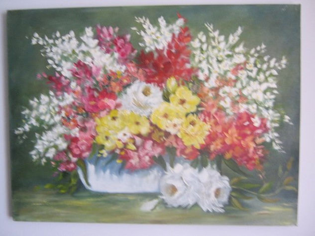 FLORERO CRIOLLO Oil Canvas Floral Painting