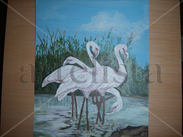 flamencos Oil Canvas Landscaping