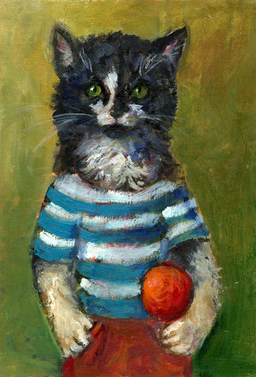 gato con pelota Oil Panel