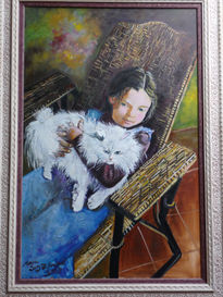 Niña con gato