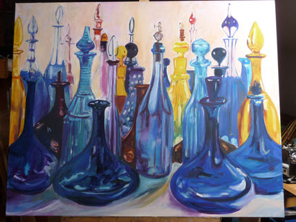 Botellas en azul