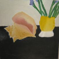 Shell and yellow vase