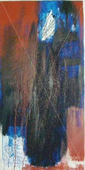 Black, red, blue Mixed media Canvas Others