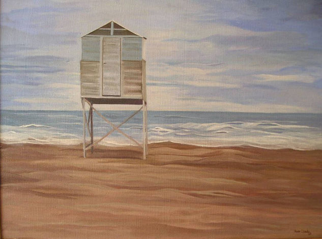 Otoño en la Playa Oil Canvas Marine Painting