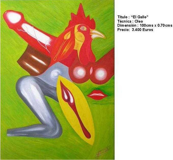 "EL GALLO" Oil Canvas