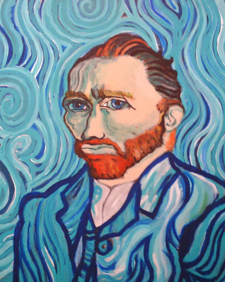 Mi versión de Van Gogh Acrylic Card Portrait