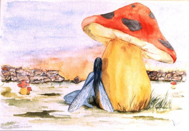 Hada viendo el atardecer Watercolour Paper Figure Painting