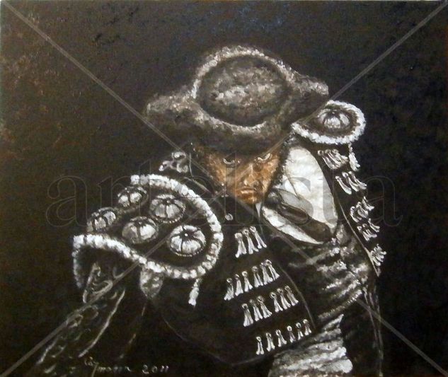 Torero sobre negro Óleo Lienzo Figura