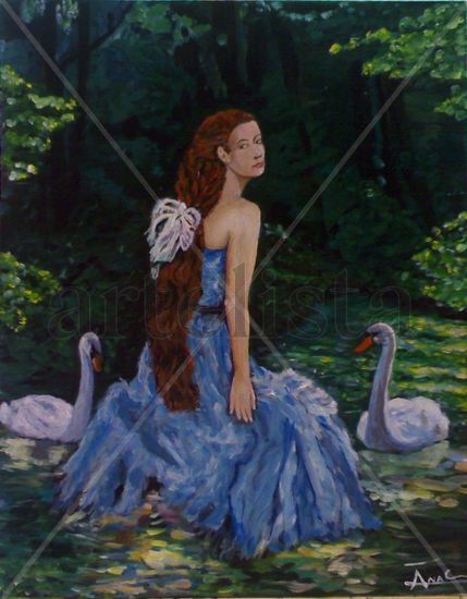 DAMA EN EL RIO Acrylic Canvas Landscaping