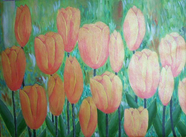 Tulipanes Acrílico Lienzo Floral