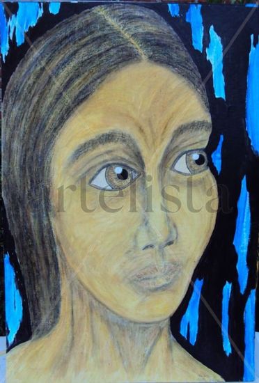 la muchacha de las ciruelas Mixed media Card Portrait