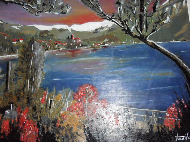 amanecer sobre el lago