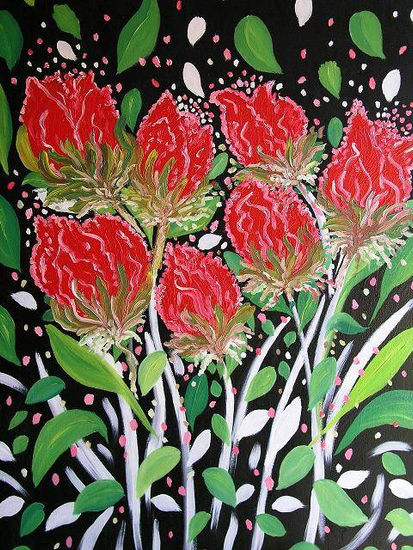 Flores en rojo Oil Canvas