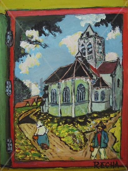 IGLESIA VISTA DESDE VENTANA Oil Canvas Landscaping