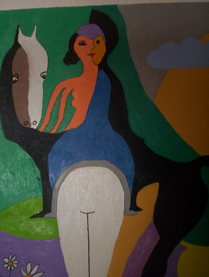 Mujer y caballo Oil Canvas Figure Painting