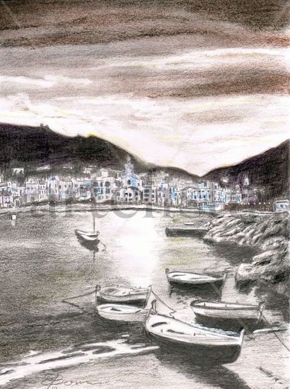 Crepúsculo de verano en Cadaqués Charcoal