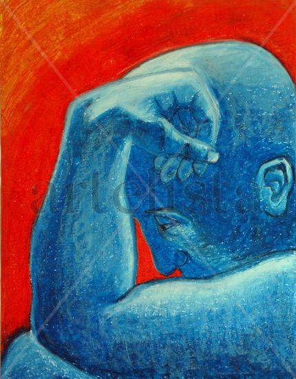 Reflexió en blau/Reflexión en azul Wax Paper Figure Painting