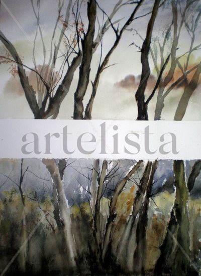 Bosque fragmentado Watercolour Canvas Landscaping