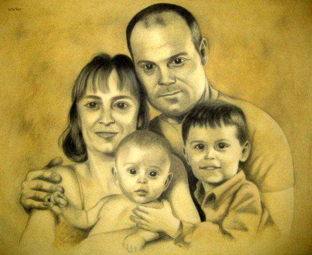 Berto, Bely y familia Acrylic Canvas Portrait