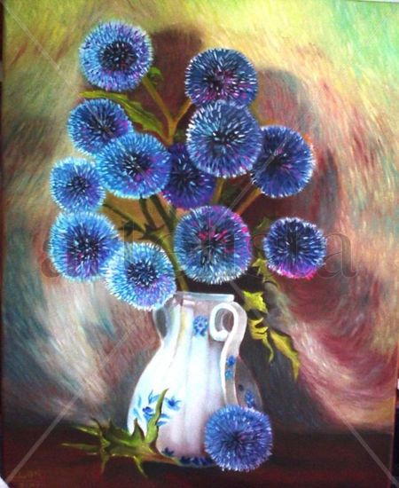 FLORES AZULES Oil Canvas Floral Painting