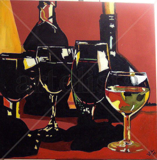 botellas de vino.Copia Oil Canvas Still Life Paintings