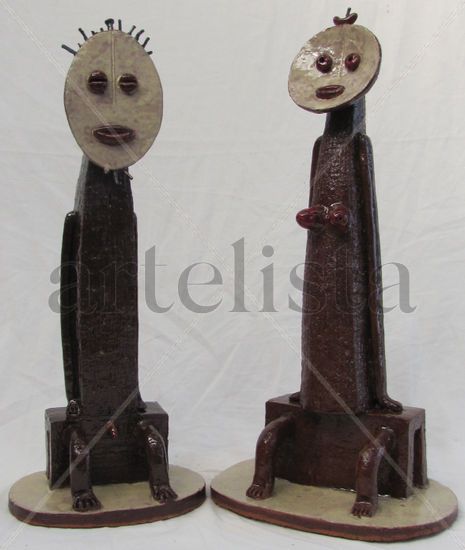 Esculturas Afrobrasileiras - Adão e Eva Pottery Figurative