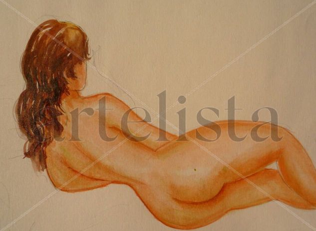 desnudo 7 Acuarela Cartulina Desnudos