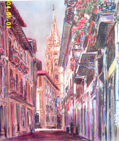 Oviedo: Catedral desde la calle Mon Pastel Card Landscaping