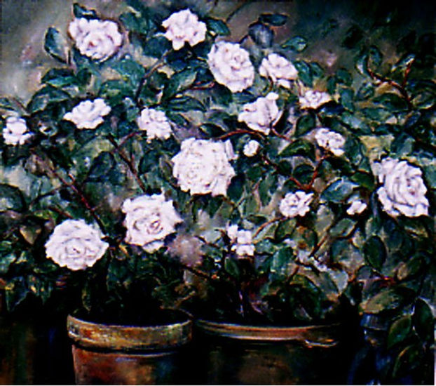 Rosas blancas Oil Canvas Floral Painting