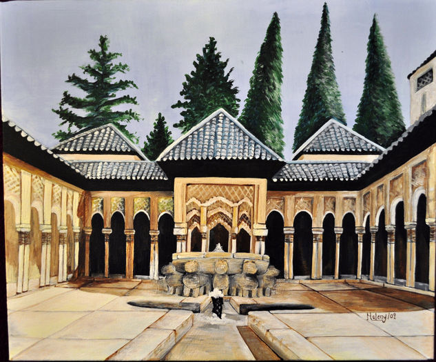 Patio de los Leones-Granada Acrylic Canvas Landscaping