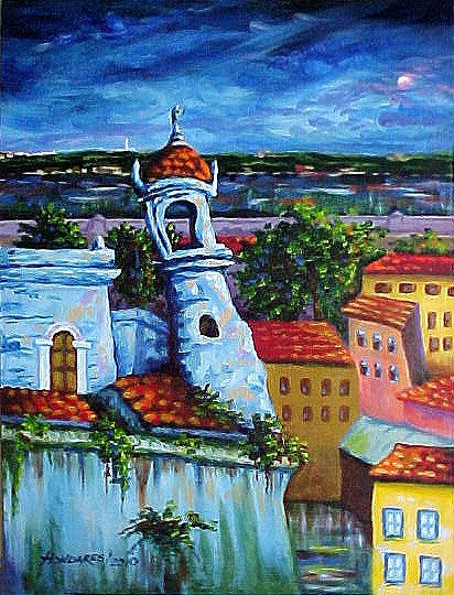 Blue Castle in my Havana Acrylic Others Landscaping