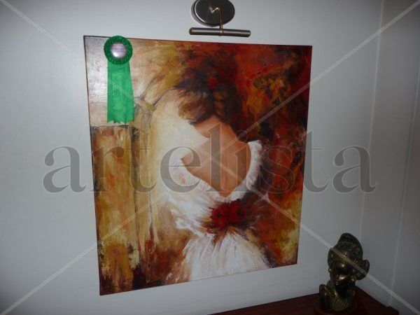 iluminada por jesus/tuvo mencion en eniarte 2010 Acrylic Canvas Figure Painting