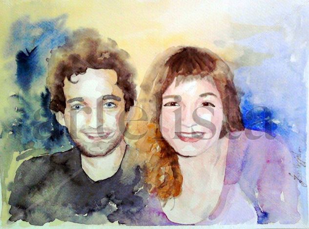 sara y salva Watercolour Paper Portrait