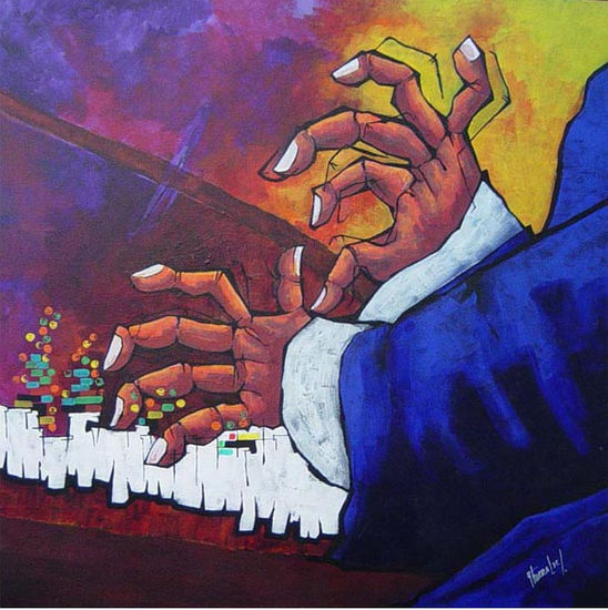 Viejo pianista Acrylic Canvas Figure Painting