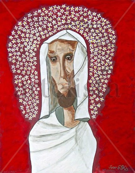 El Jesus de las flores Acrylic Canvas Portrait